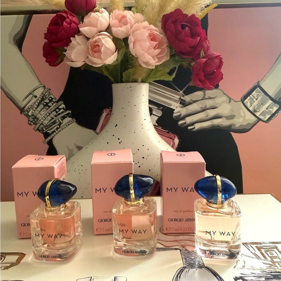 Giorgio Armani Other - Giorgio Armani My Way Eau de Parfum Trio with Blue Cap and Pink Boxes